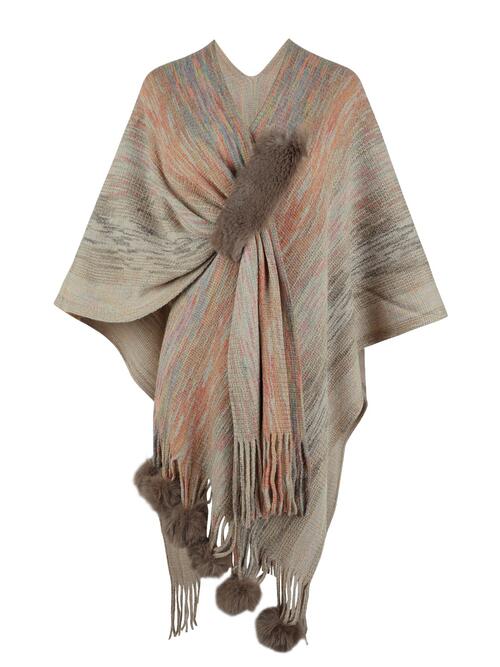 Heathered Fringe Hem Poncho