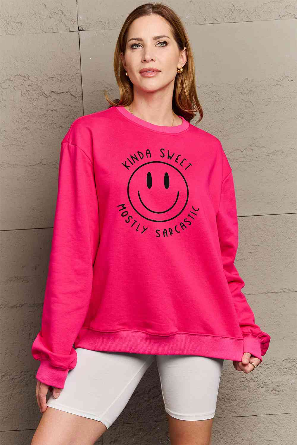 Simply Love Full Size Smiling Face Graphic Sweatshirt