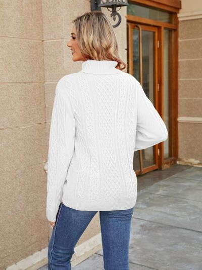 Cable-Knit Mock Neck Sweater