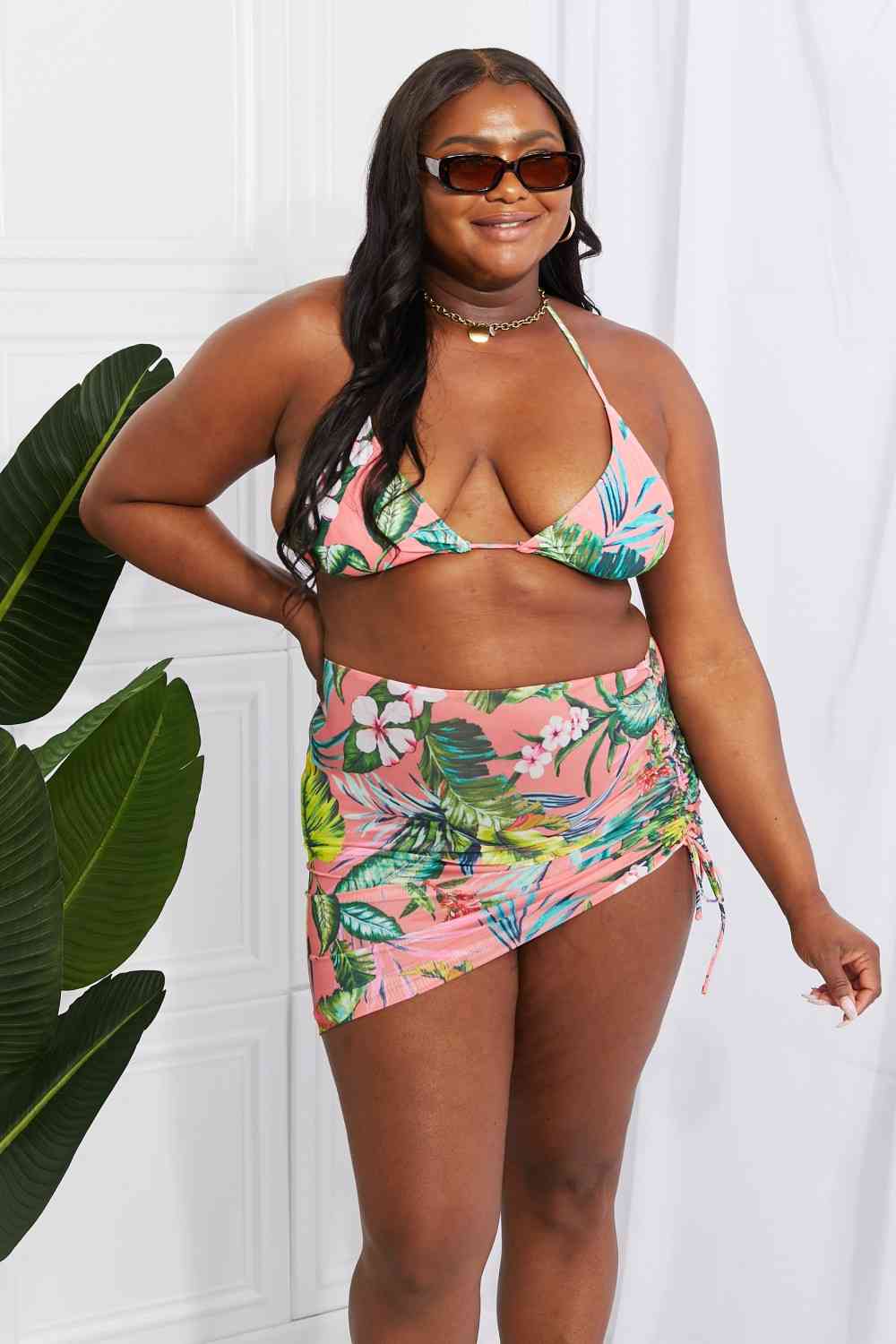 Marina West Swim Paradise Awaits Triangle Bikini and Sarong Set