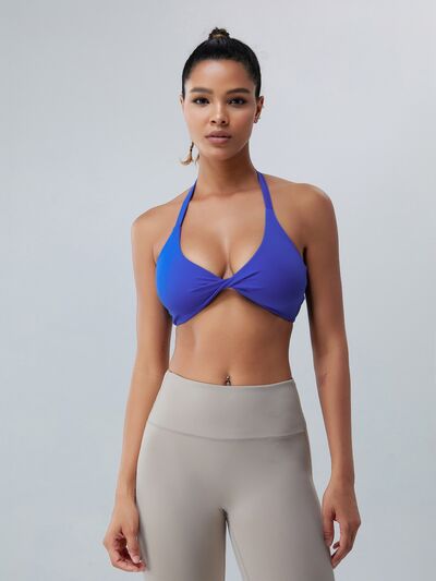 Twisted Halter Neck Active Bra