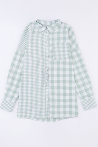 Pocketed Plaid Dropped Shoulder Shirt