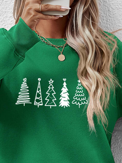 Christmas Tree Graphic Drop Shoulder Sweatshirt