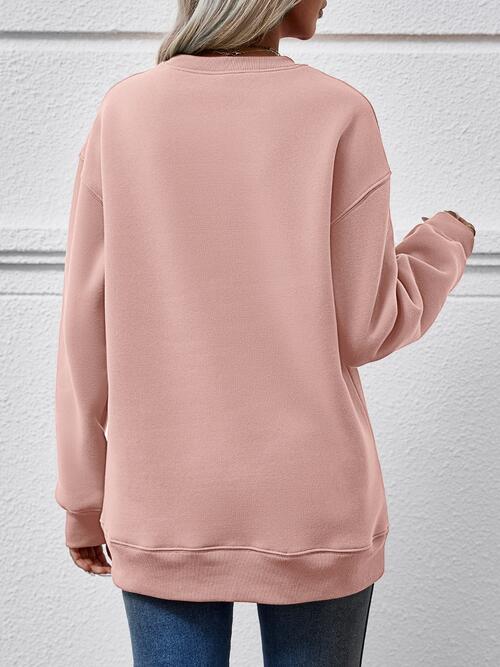 Letter Graphic Round Neck Sweatshirt