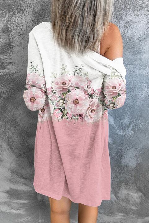 Printed Button Up Long Sleeve Cardigan