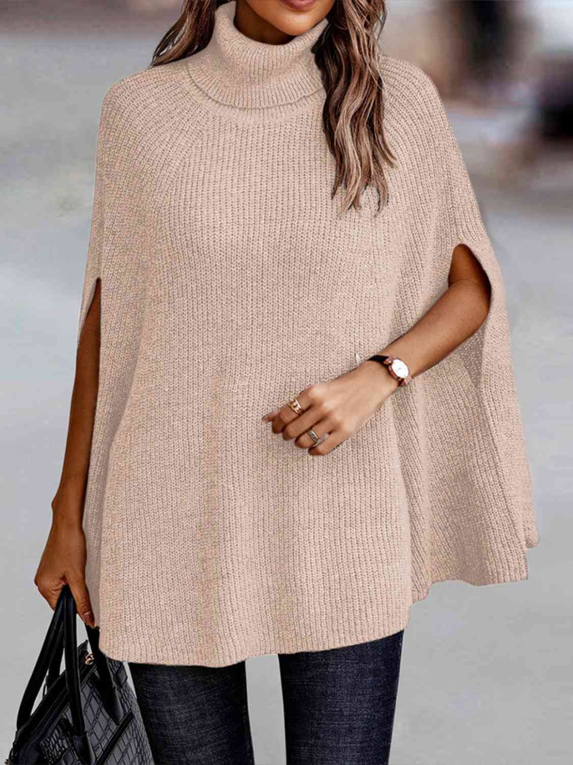 Turtleneck Dolman Sleeve Poncho