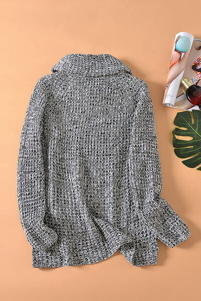 Decorative Button Mock Neck Sweater